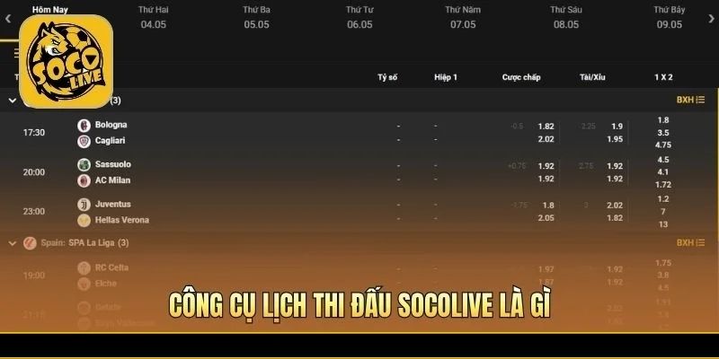 Lịch thi đấu tổ chức thông tin phát sóng theo tiêu chí lọc